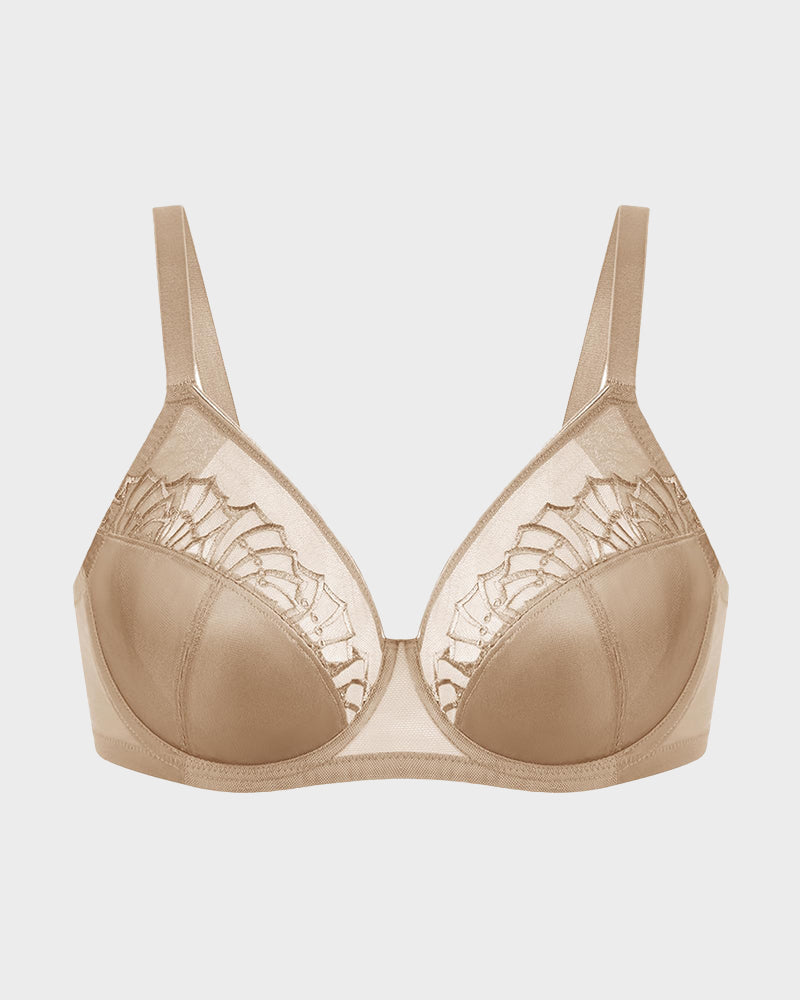 Ailovesexy - Plus - Size Pearl Shimmer Lace Minimizer Bra