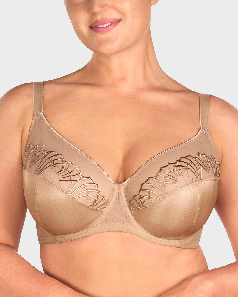 Ailovesexy - Plus - Size Pearl Shimmer Lace Minimizer Bra