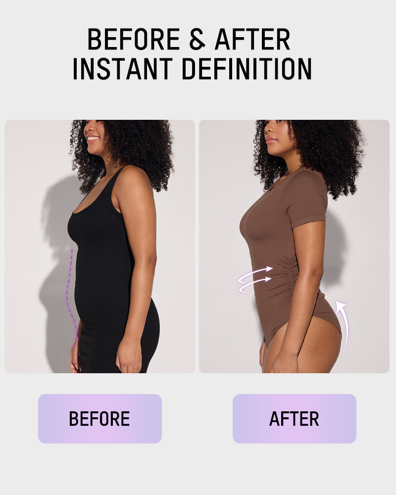 Ailovesexy - Seamless Round Neck Short Sleeve Bodysuit