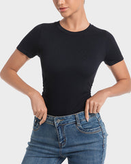 Ailovesexy - Seamless Round Neck Short Sleeve Bodysuit