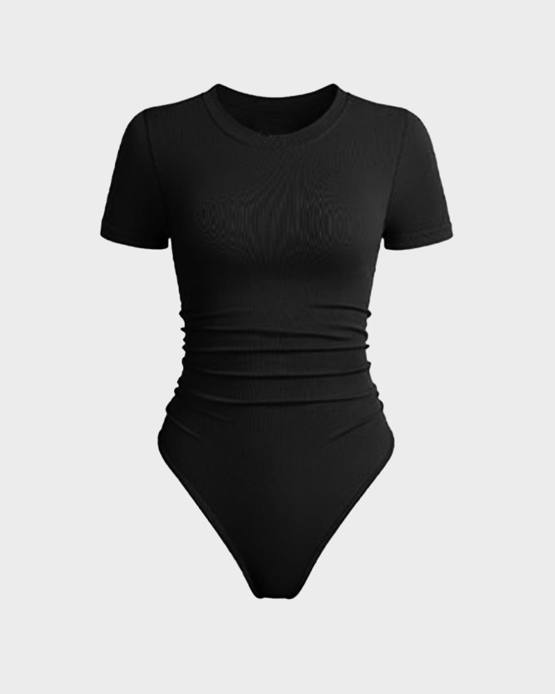 Ailovesexy - Seamless Round Neck Short Sleeve Bodysuit