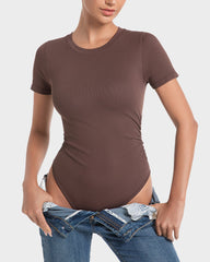 Ailovesexy - Seamless Round Neck Short Sleeve Bodysuit
