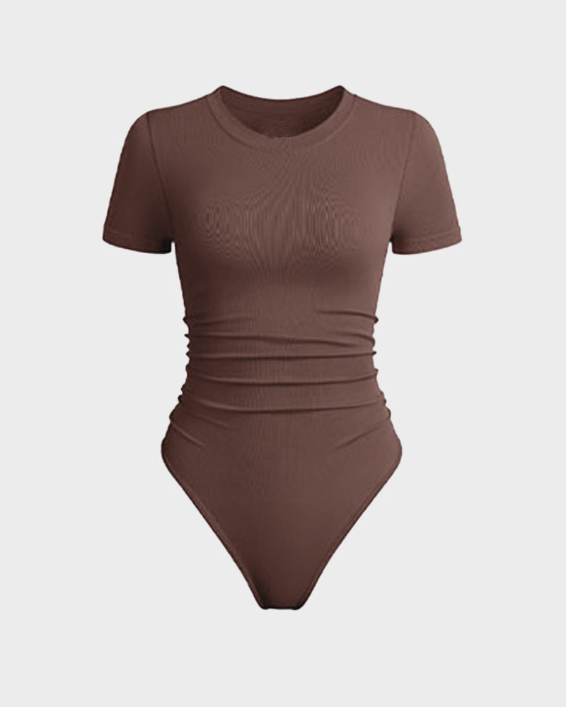Ailovesexy - Seamless Round Neck Short Sleeve Bodysuit