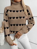 Womens Heart Graphic Sweaters Fall 2025 Fashion Long Sleeve Turtleneck Sweater Knit Winter Outfits Pullover Jumper Tops