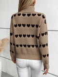 Womens Heart Graphic Sweaters Fall 2025 Fashion Long Sleeve Turtleneck Sweater Knit Winter Outfits Pullover Jumper Tops