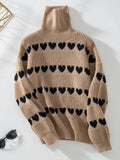 Womens Heart Graphic Sweaters Fall 2025 Fashion Long Sleeve Turtleneck Sweater Knit Winter Outfits Pullover Jumper Tops