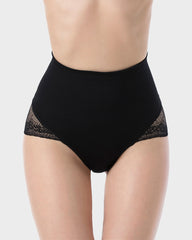 Ailovesexy - High Waist Tummy Control Lace Trim Mesh Panty