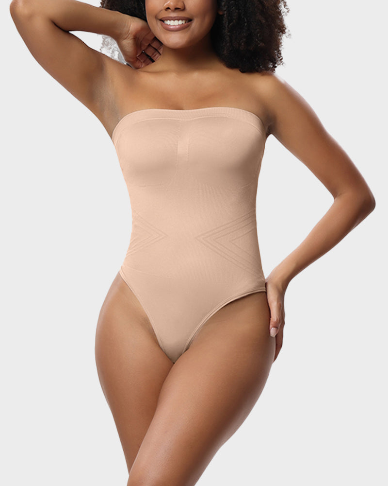 Ailovesexy - Seamless Bandeau Shaping Bodysuit with Removable Straps