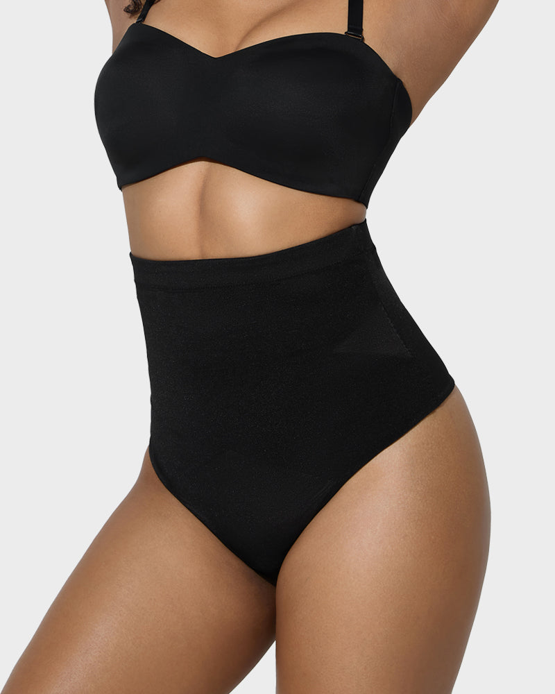 Ailovesexy - High Waist Criss-Cross Mesh Shaping Thong Panty