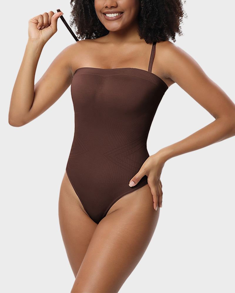 Ailovesexy - Seamless Bandeau Shaping Bodysuit with Removable Straps