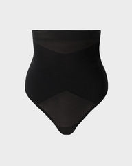 Ailovesexy - High Waist Criss-Cross Mesh Shaping Thong Panty