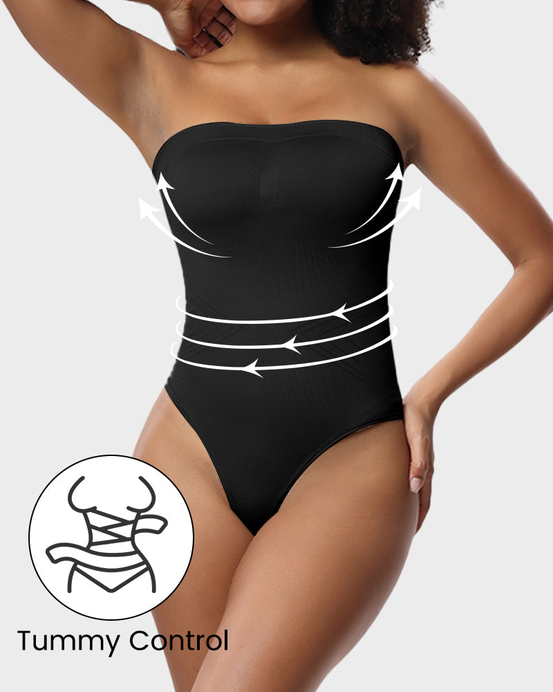 Ailovesexy - Seamless Bandeau Shaping Bodysuit with Removable Straps