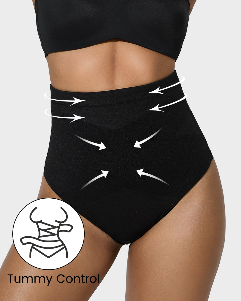 Ailovesexy - High Waist Criss-Cross Mesh Shaping Thong Panty