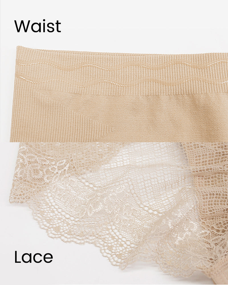 Ailovesexy - High Waist Tummy Control Lace Trim Mesh Panty