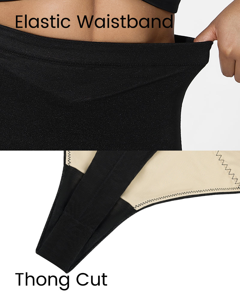 Ailovesexy - High Waist Criss-Cross Mesh Shaping Thong Panty