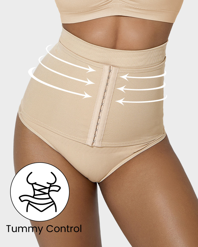 Ailovesexy - Double-Layer High Waist Tummy Control Shaping Thong