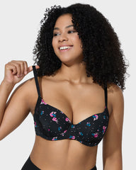 Ailovesexy - Deep V Lace Trim Full Coverage Push Up Bra