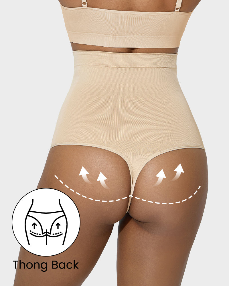 Ailovesexy - Double-Layer High Waist Tummy Control Shaping Thong