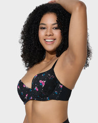 Ailovesexy - Deep V Lace Trim Full Coverage Push Up Bra