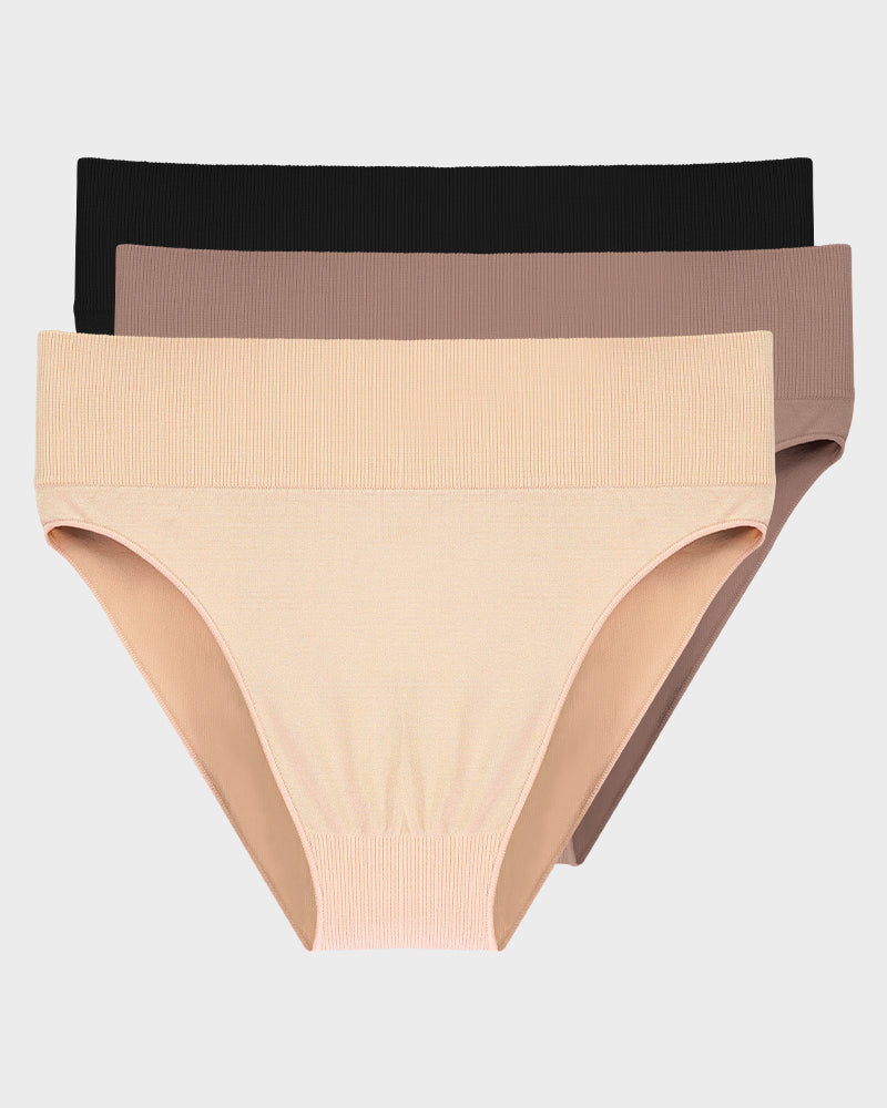 Ailovesexy - Seamless High Waist Tummy Control Brief Panty (3 Pack)