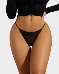 Ailovesexy - Lace-Trim Mesh V-String Panty