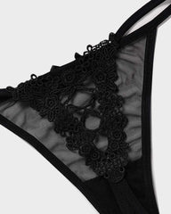 Ailovesexy - Lace-Trim Mesh V-String Panty
