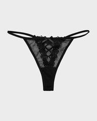 Ailovesexy - Lace-Trim Mesh V-String Panty